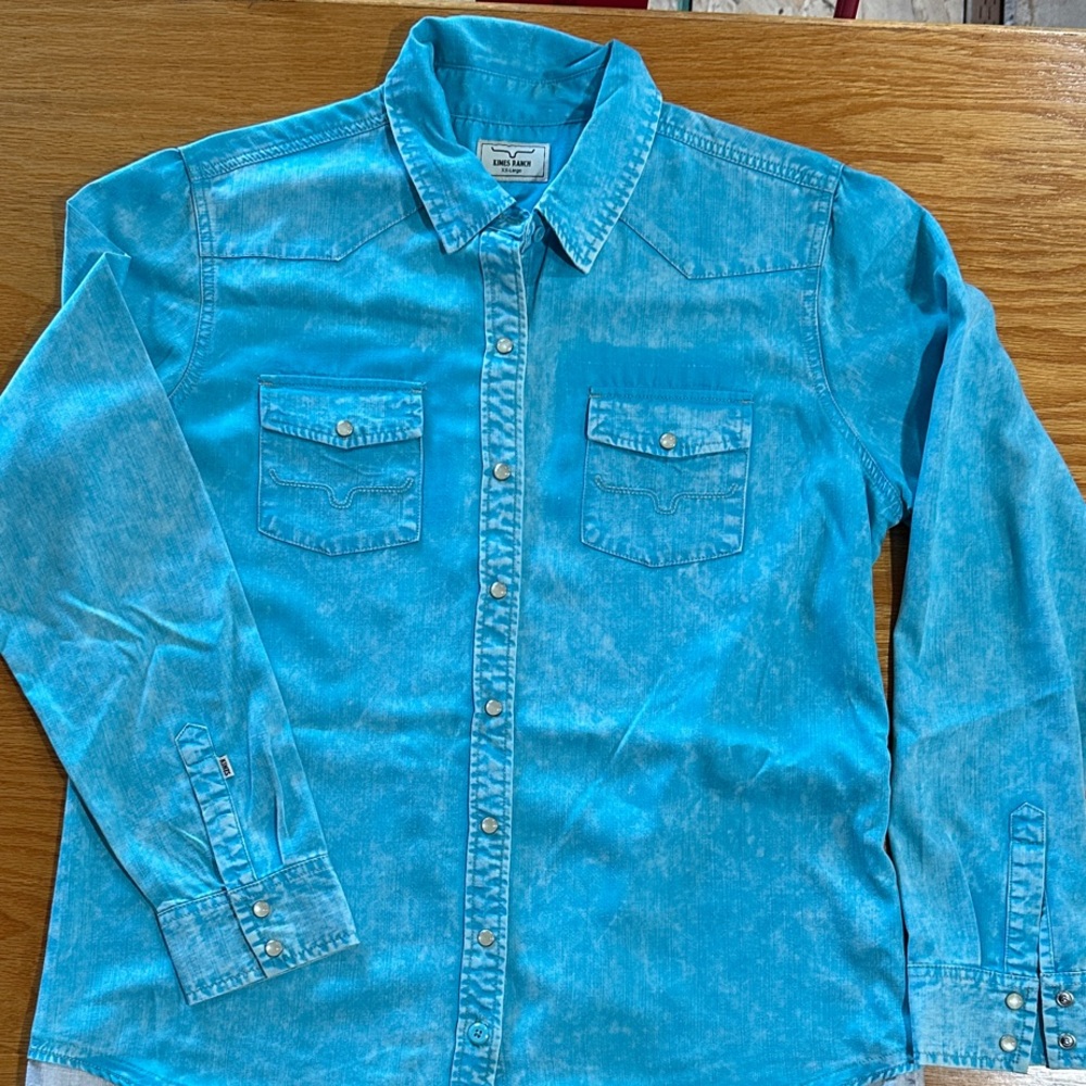 Kimes Ranch Blue and White Floral Button Down Shirt